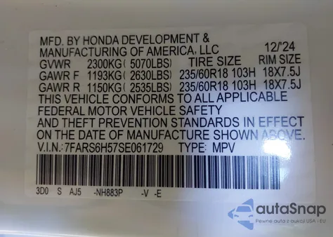 2025 Honda Cr-V Hybrid Sport from USA, damaged, VIN 7FARS6H57SE061729